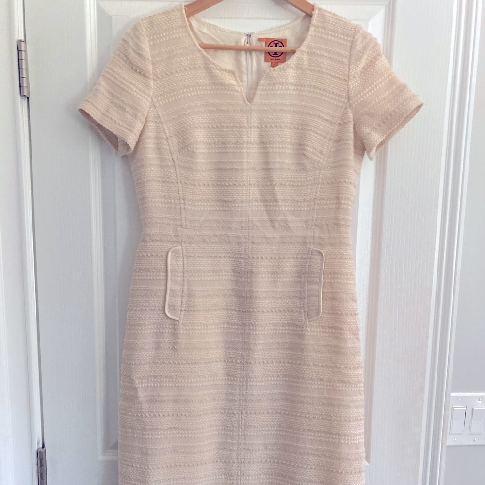Tory Burch Sheath Tweed Dress, Size 4, Short sleev